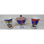 A modern Sadler Art Deco style teapot and two mugs inspired by Clarice Cliff est: £10-£20