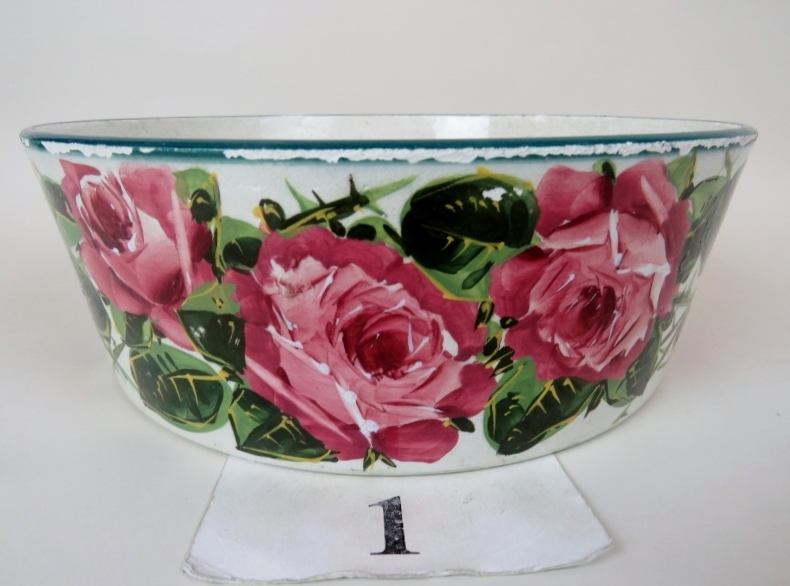 A Wemyss pottery circular bowl, painted with roses, retailed by Thomas Goode & Co, London,