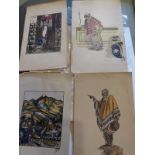 A collection of prints with South American subjects, 15 x 13 cm, indistinct signatures,