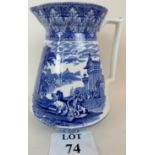 A Cauldon blue and white transfer printed tall jug, c.