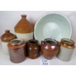 A collection of antique & old earthenware items to include dairy bowl, a/f,