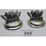 A pair of Royal Navy silver menu holders,