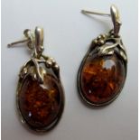 A pair of Baltic amber drop earrings,