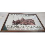 A reproduction advertising mirror for Harvey & Sons,