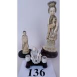 Three early 20th century Japanese carved bone/ivory figures,