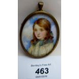 An oval miniature of a young girl est: £25-£45
