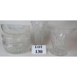 A good quality Stuart crystal pedestal bowl, 3 other good quality cut glass bowls,