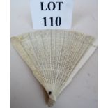 A 19th century Chinese Canton ivory brise fan,
