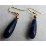9ct gold lapis lazuli earrings, 40 mm drop,