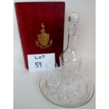 A 19th century glass liqueur set, comprising decanter with stopper, 4 glasses, tray,