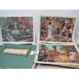 Two folders of coloured prints in large format, one contains 'Old Testament' prints,