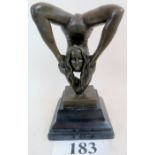 A stylish signed contemporary bronze sculpture 'Snake Lady',
