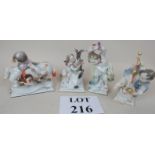 Four Meissen zodiac figures, Libra, Pisces, Capricorn and Aries,