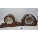 Two mantel clocks, one Napoleon hat style, British,