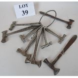 A collection of vintage toffee hammers,