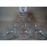 A matched set of 6 cut glass sundae bowls,