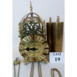 A good quality modern period-style brass lantern clock, the dial inscribed 'Tho Moore', Ipswich',