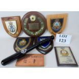 A Royal Hong Kong police truncheon and various related plaques est: £30-£50