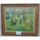 European School - 'French garden scene', early 20th century, indistinctly signed, *Brodskij*,