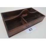 A 19th century mahogany cutlery box, with integral handle and internal partitions,