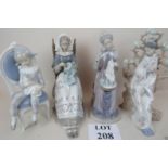 Four Lladro figurines, Japanese lady and tree (a/f),