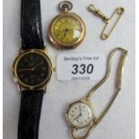 A 9ct gold cased brooch watch,
