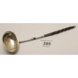 A Georgian small silver toddy ladle with whale bone handle,