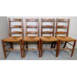 A set of four 19th century oak rush seated country dining chairs est: £80-£120