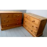 A pair of contemporary pine chests of two short,