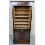 An early-mid 20th century oak tambour filing cabinet,