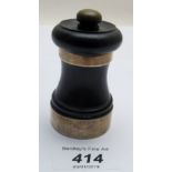 A silver mounted pepper mill, hallmarks