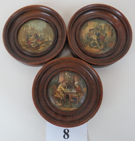 Three Victorian 'Prattware' pot lids, in