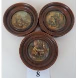 Three Victorian 'Prattware' pot lids, in