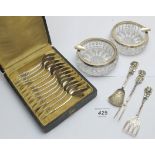 A set of twelve white metal French coffe