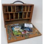A vintage wooden artist's paint box est: