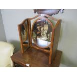 A small walnut folding table top mirror
