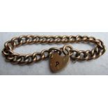A 9ct gold link bracelet with padlock cl