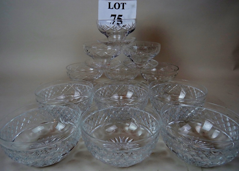 A matched set of 6 cut glass sundae bowl