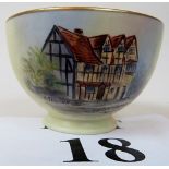 A Locke & Co Worcester porcelain bowl, hand painted with Shakespeare's house, signed 'W.