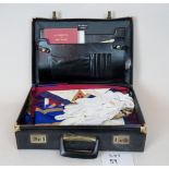 Masonic regalia, including sashes, aprons, gloves, literature, Sussex medallion, case,