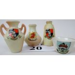 Four pieces of Locke & Co Worcester crested miniature porcelain, c.