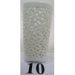 A Grainger Worcester reticulated porcelain cylindrical spill vase, c.