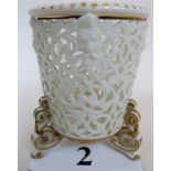 A Grainger Worcester reticulated porcelain cache pot, c.