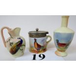 Three pieces of Locke & Co Worcester miniature porcelain, c.