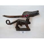 African Tribal Art - A Mali Chiwara sculpture, carved wood applied with shell, metal and fabric,