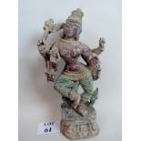 A wooden carved Indian Goddess in multi-armed form, polychrome decoration,