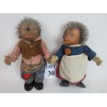 A pair of Steiff hedgehog family figures,