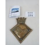 A heavy cast brass ship's plaque from th