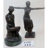 Two decorative statues, a modern bronze