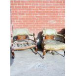 A pair of Edwardian inlaid tub chairs fo